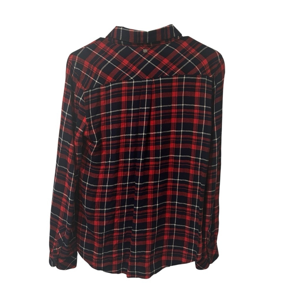 Guess Los Angeles Women’s Plaid Button-Up Shirt Red Navy lightweight Size S - Picture 3 of 6